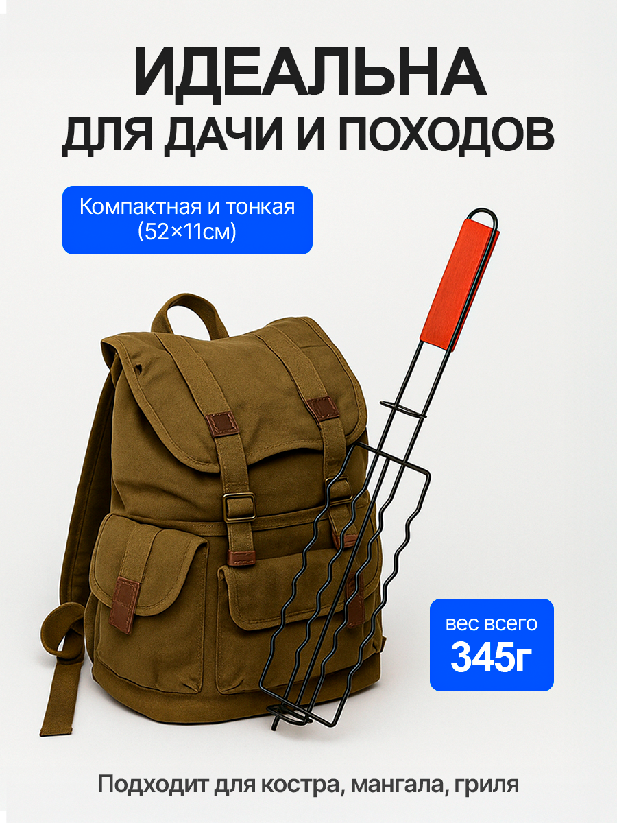 Решетка гриль для мангала из нержавейки — барбекю решетка для овощей, сосисок и мяса, универсальная решетка для гриля — фото 1