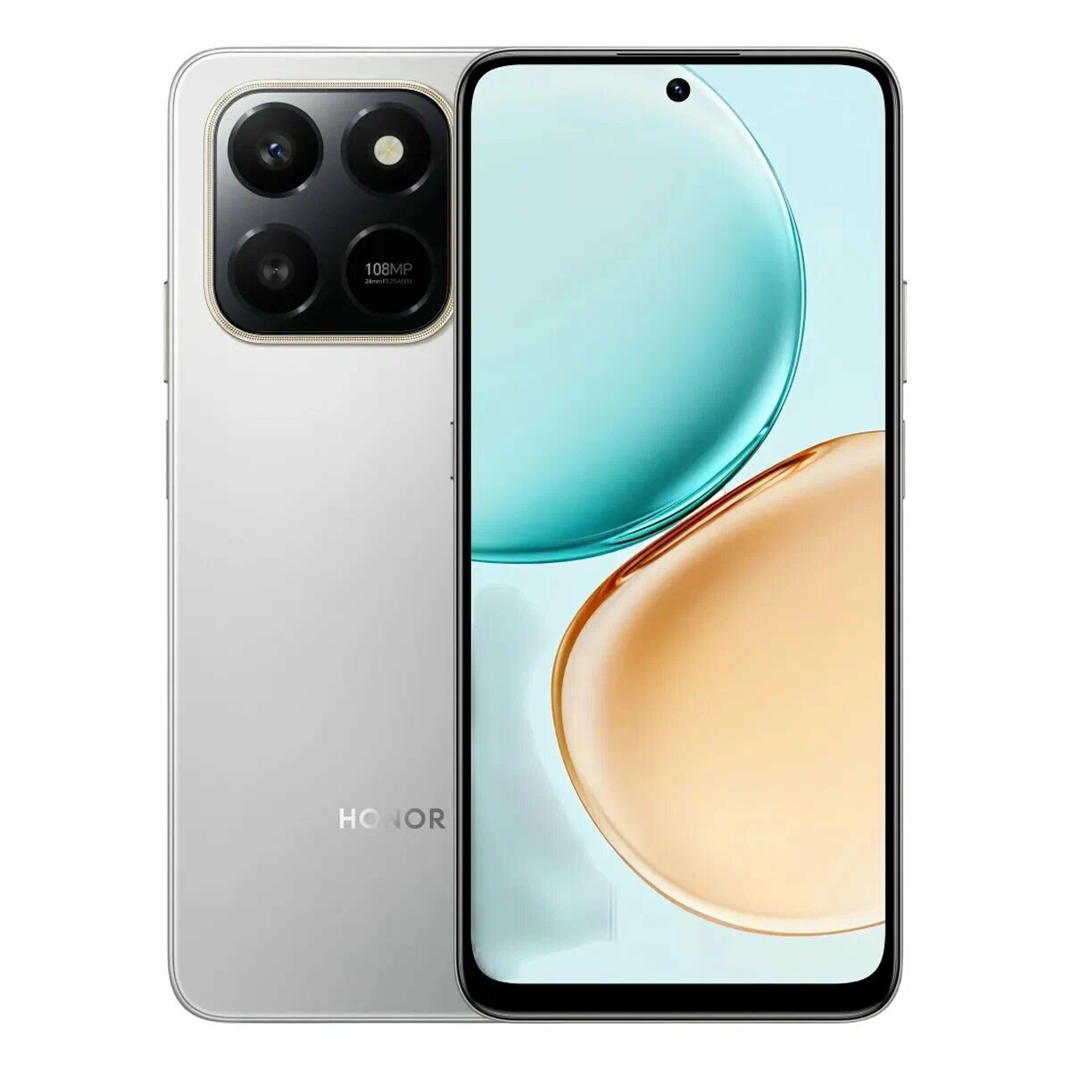 Смартфон Honor X7d 4G, камера 108 МП, 8/256GB, 6,77", Meteor Silver + подарок рюкзак