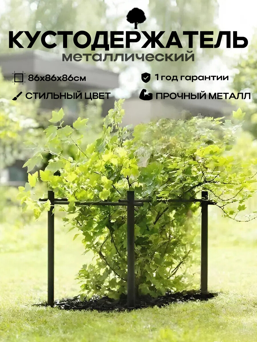 Кустодержатель металлический ЭкоДеко / Поддержка для кустов / Опора для растений 86см х 86см х 86см