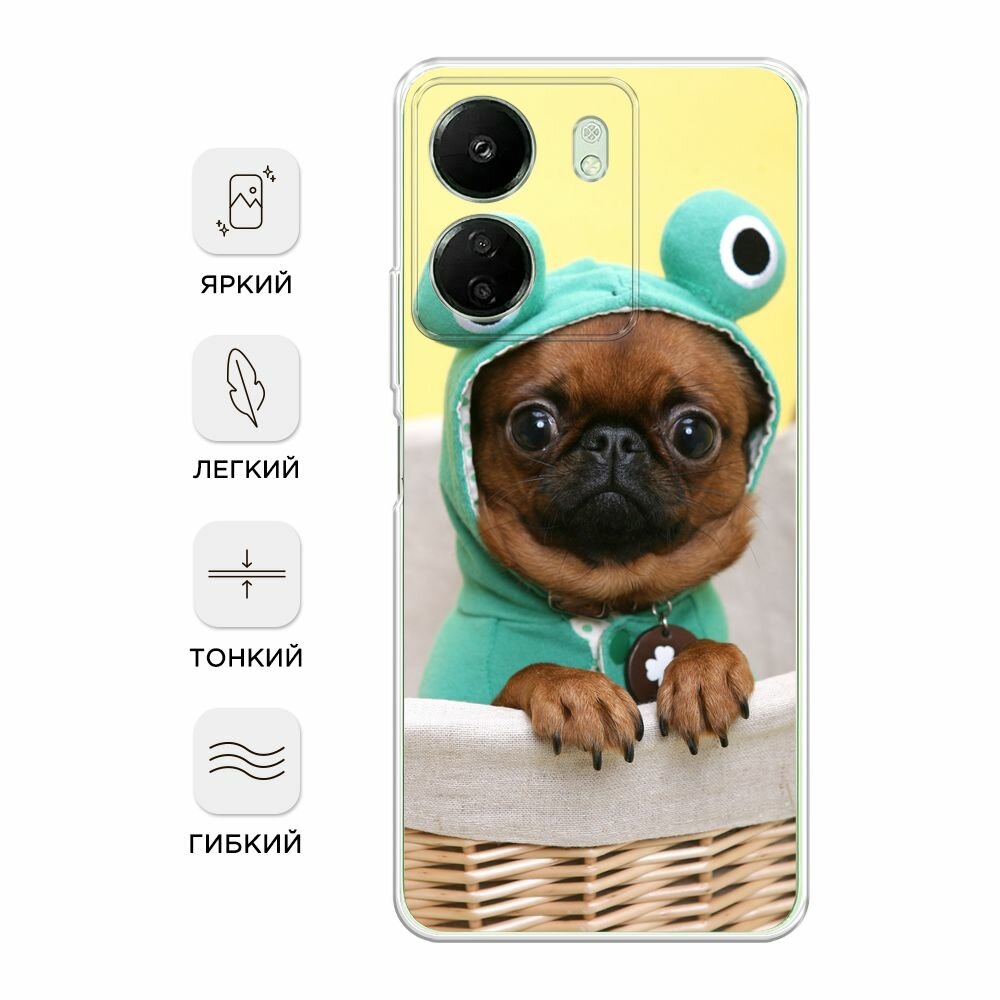 Чехол на Xiaomi Redmi 13C/Poco C65 / Сяоми Редми 13C/Поко С65 с принтом "Собачка в шапке лягушки" — фото 1