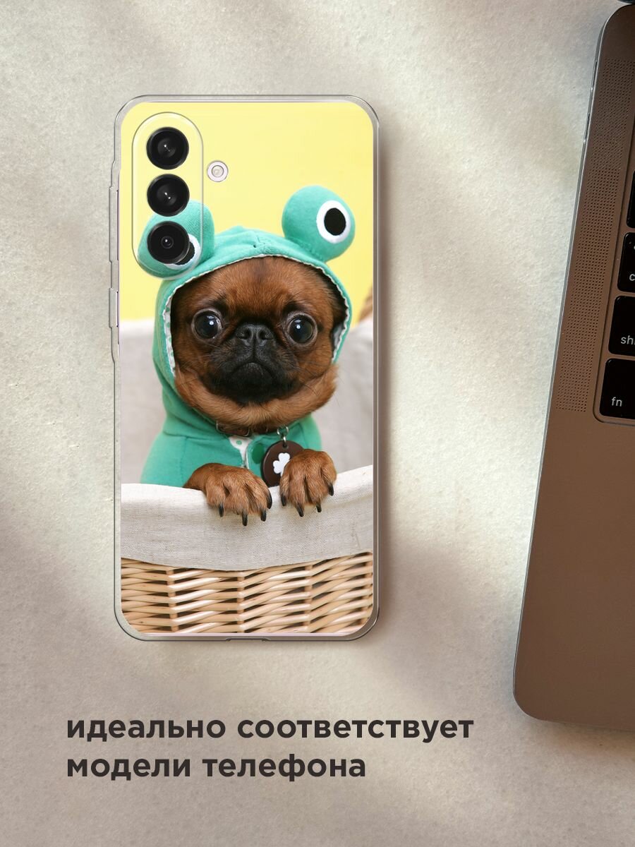Чехол на Samsung Galaxy A56 5G / Самсунг Галакси А56 5G с принтом "Собачка в шапке лягушки" — фото 1