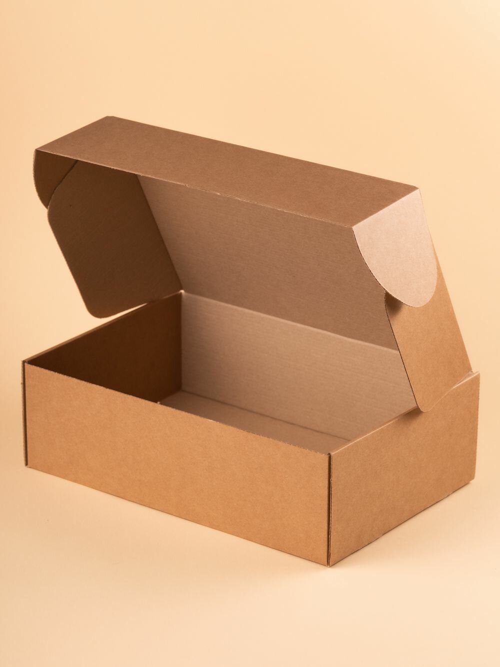 Коробка подарочная для упаковки подарка 3шт, гофрокартон, бежевый — фото 1