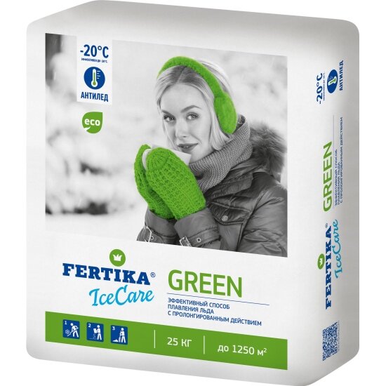 Противогололедный Fertika материал Ice Care GREEN  25кг
