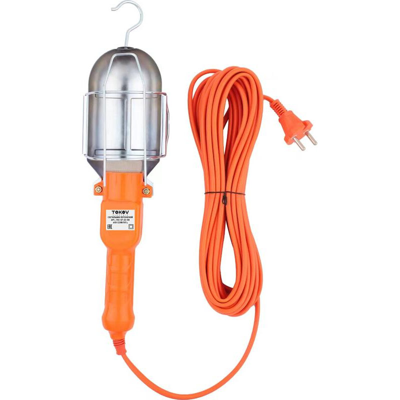 Светильник переносной с выключателем 60Вт 220В ПВС 2х0.75 5м IP20, TOKOV ELECTRIC TKE-SP-20-5M (1 шт.)
