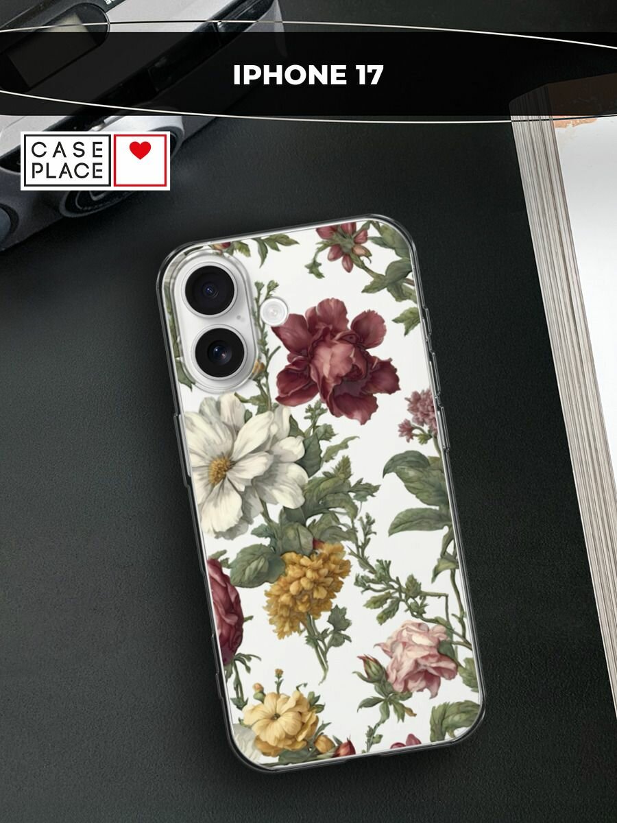 Чехол на Apple iPhone 17 / Айфон 17 с принтом Акварельные цветы 2