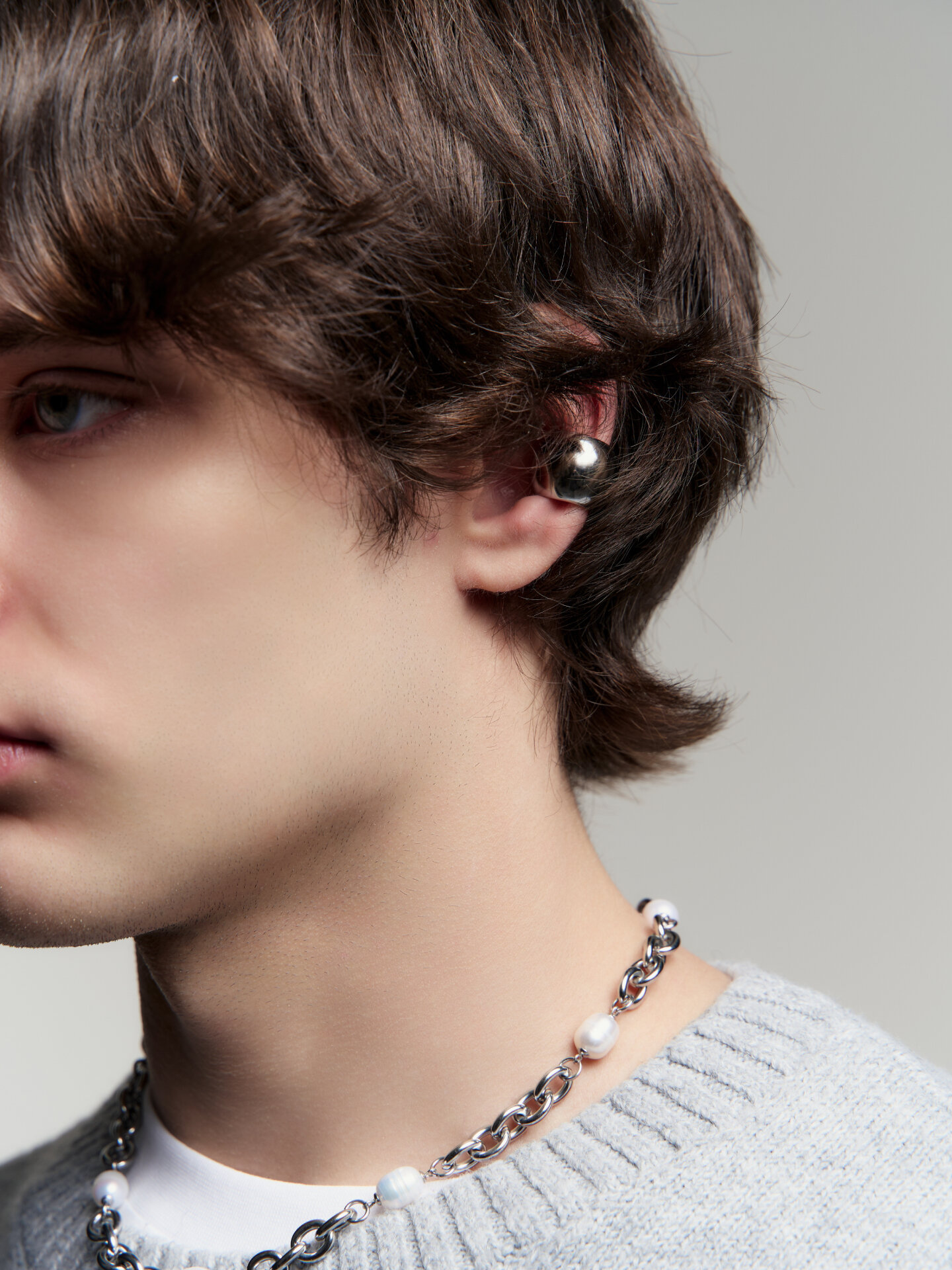 Моносерьга кафф RESURS, стальной — фото 1