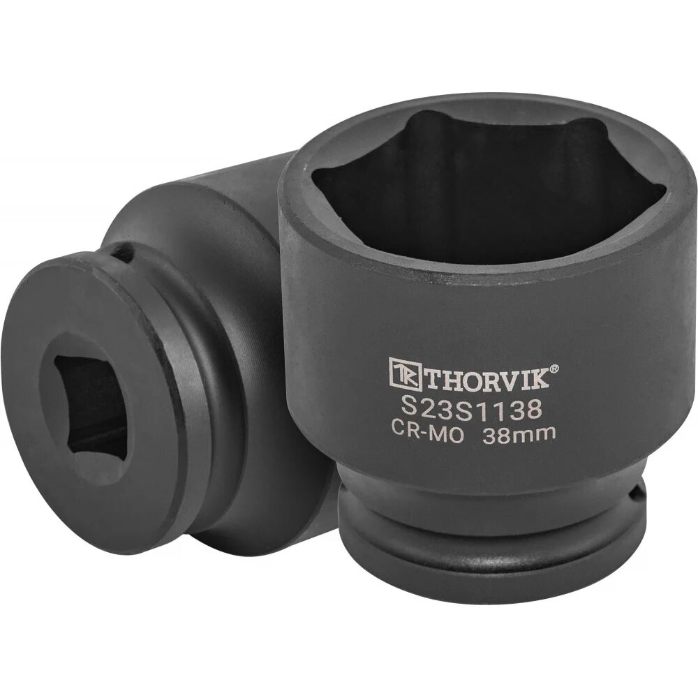 Головка торцевая ударная Thorvik S23S1138 38 мм, 1/2DR 054415, квадратное крепление с отверстием, материал — фото 1