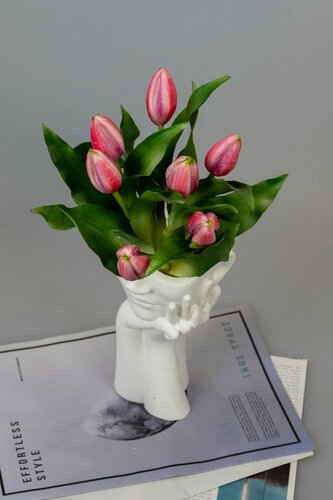 Изображение товара Искусственные цветы для декора Тюльпаны розовые из латекса для интерьера и декора