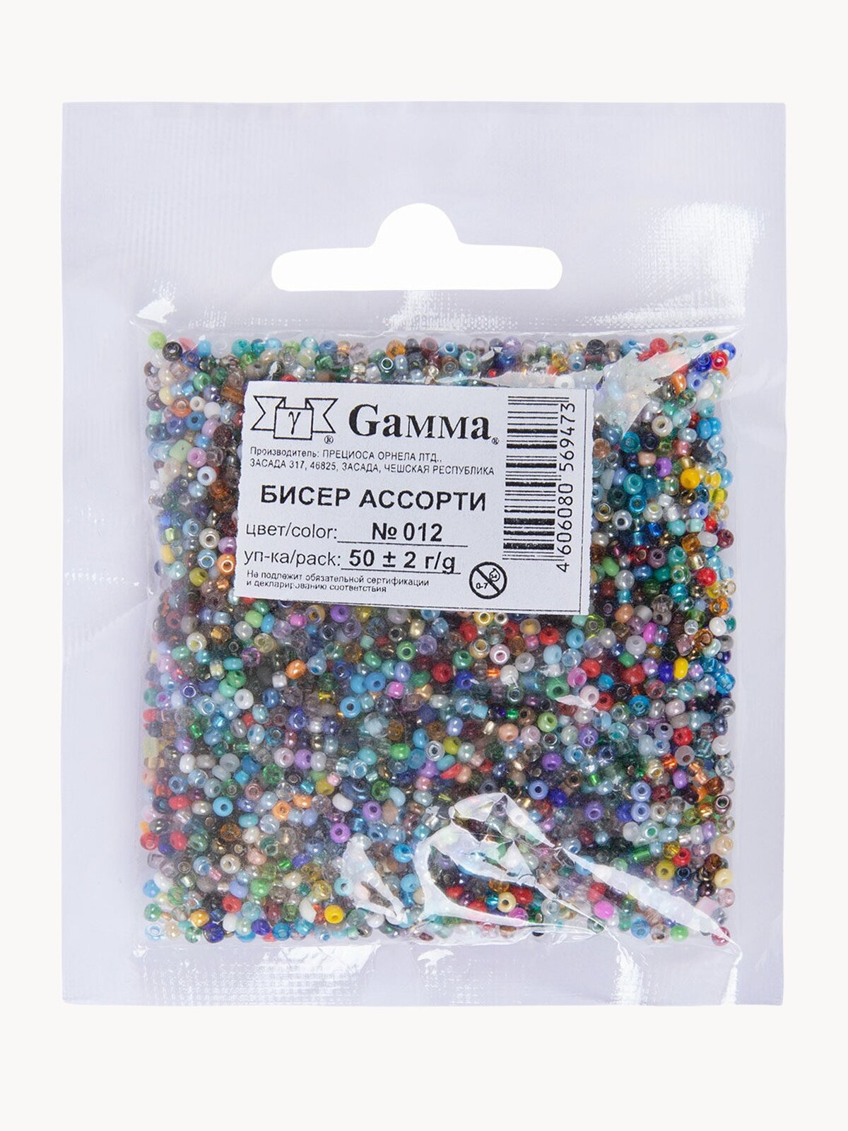 Бисер Чехия ассорти 50 г №012 разноцветный