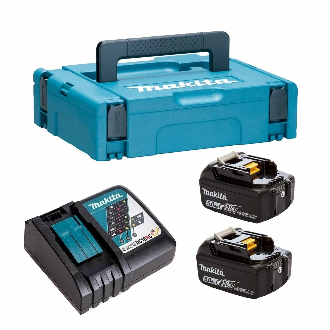 Набор Makita 198311-6: аккумулятор BL1850B 2 шт.+ зарядное устройство DC18RC (18V 2×5.0Ач Li-Ion)