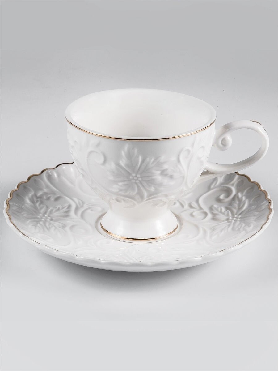 Кофейный набор на 6 персон фарфор чашки 90 мл и блюдца