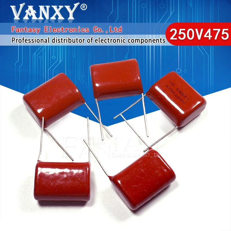 10 шт. 250V475J Шаг 25 мм 250В 4,7 мкФ 475 4700пф CBB полипропиленовый пленочный конденсатор, 250V225 P20