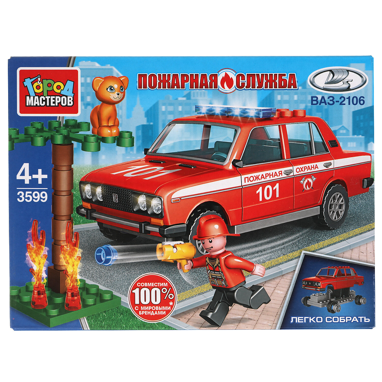 Конструктор город мастеров LADA 2106 Пожарная служба легко собрать 64 детали
