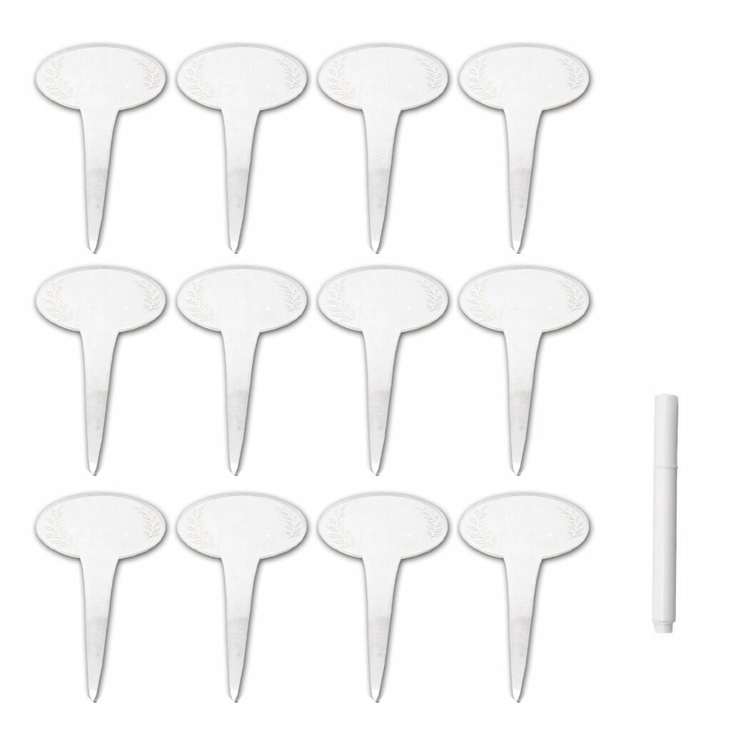 (Набор) Акриловые садовые этикетки-TYU004 (12 шт.) + 1 маркер для белой доски