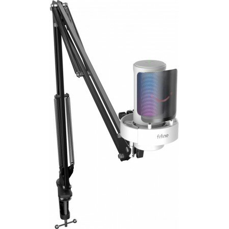 Проводной микрофон FIFINE A8T (белый), электретный, настольный, кардиоидная направленность, 50-20000 Гц