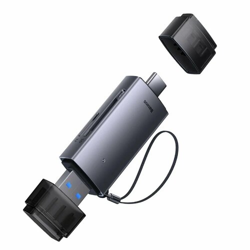 Картридер Baseus AIRJOY переходник USB-A & Type-C to SD/TF, серый