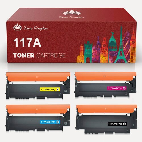 Изображение товара Комплект картриджей для HP Color Laser 179 c чипом, 4 цвета, совместимый HP 117A (W2070A, W2071A, W2072A, W2073A)