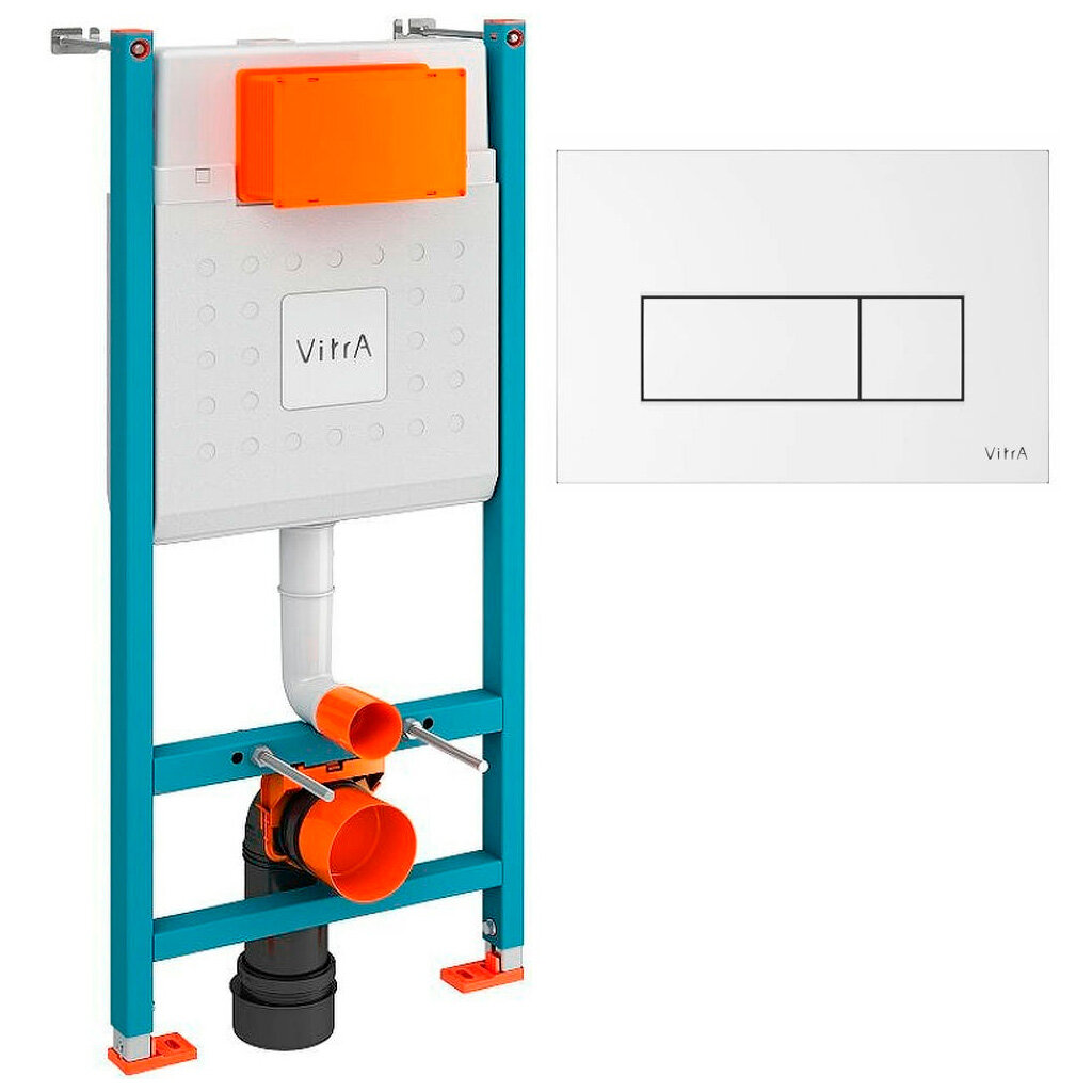 Инсталляция для унитаза VitrA V-Fix Core 732-5800-01 с кнопкой Root Square 740-2300, цвет белый