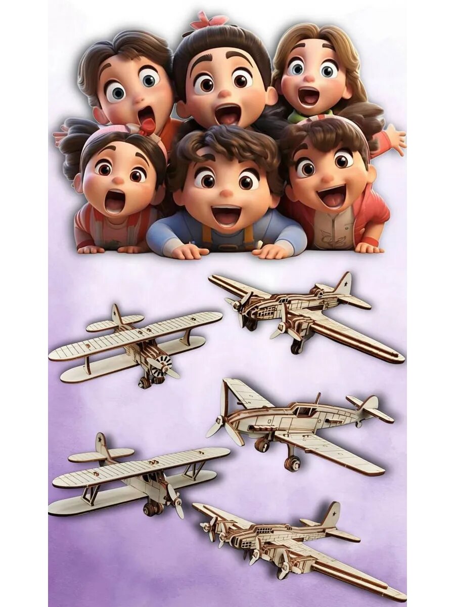 Конструктор для мальчиков самолет деревянный И-15 БИС — фото 1