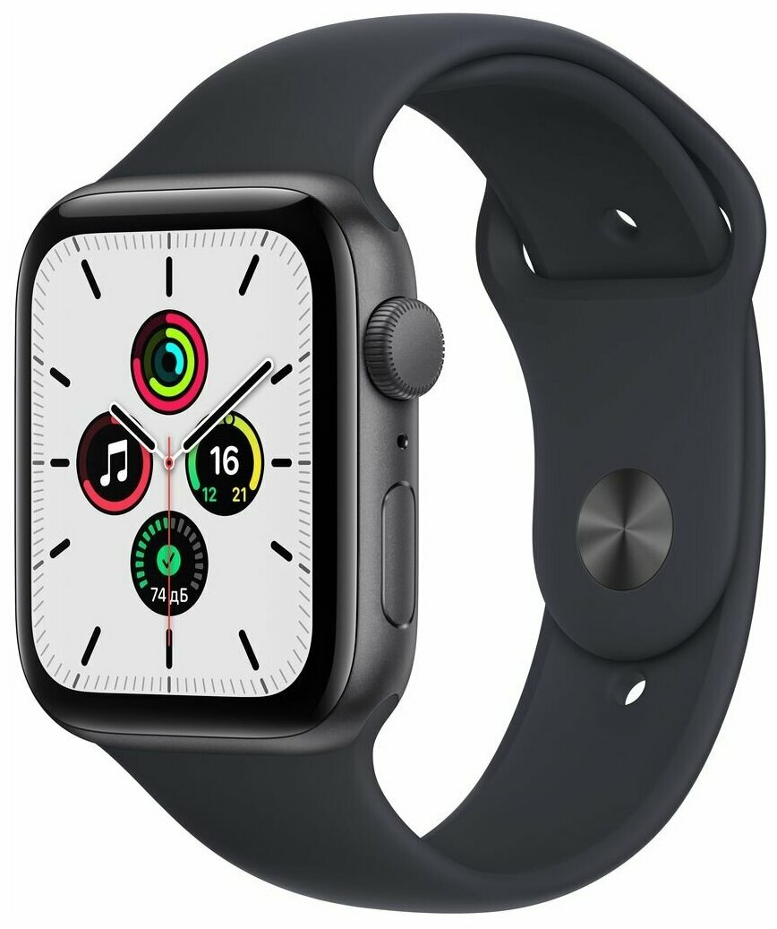 Apple Watch SE GPS 44mm Space Gray Aluminum Case with with Midnight Sport Band (Серый космос/тёмная ночь) (MKQ63RB\A)