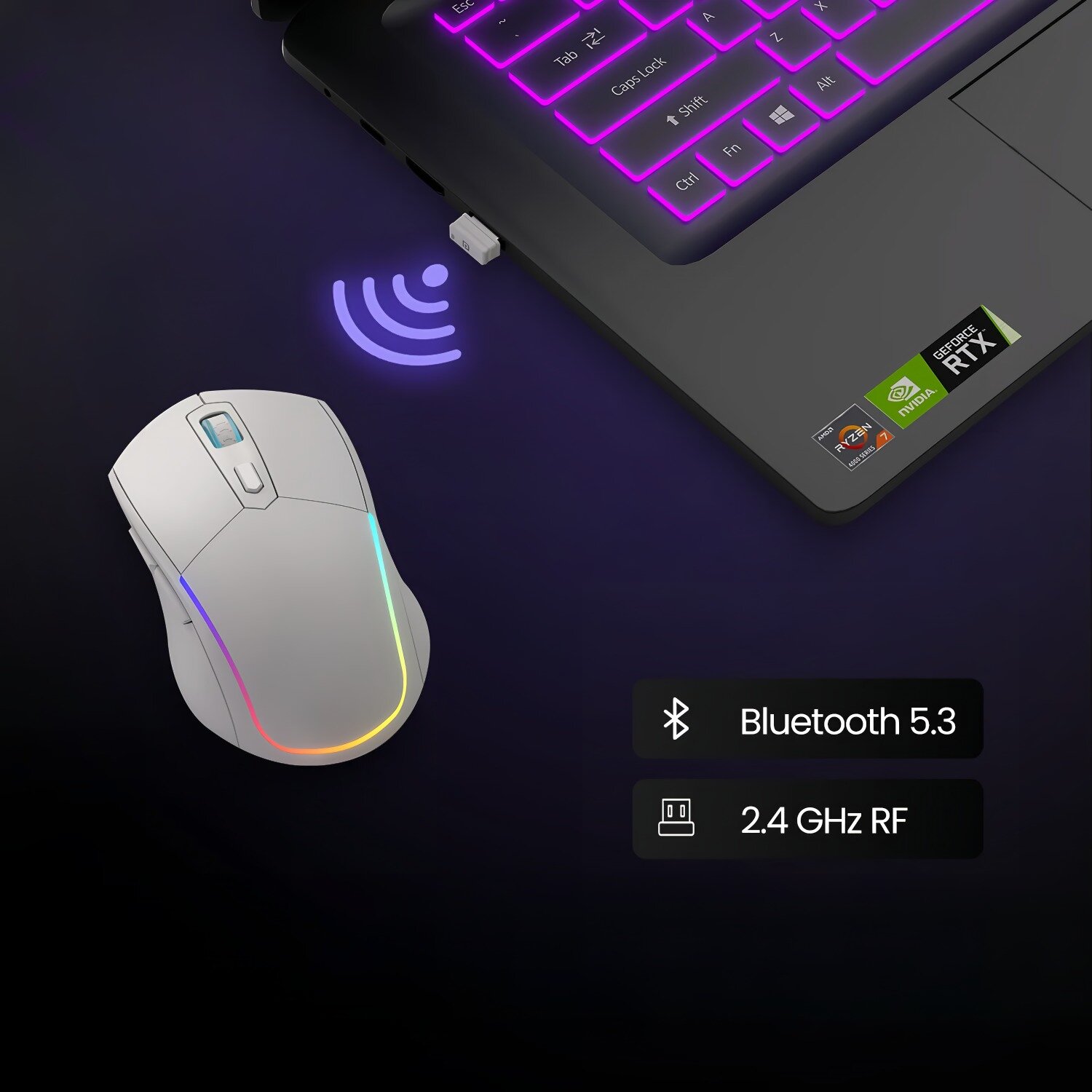 Беспроводная игровая мышь для компьютера с LED подсветкой и поддержкой Bluetooth / Gaming Mouse — фото 1