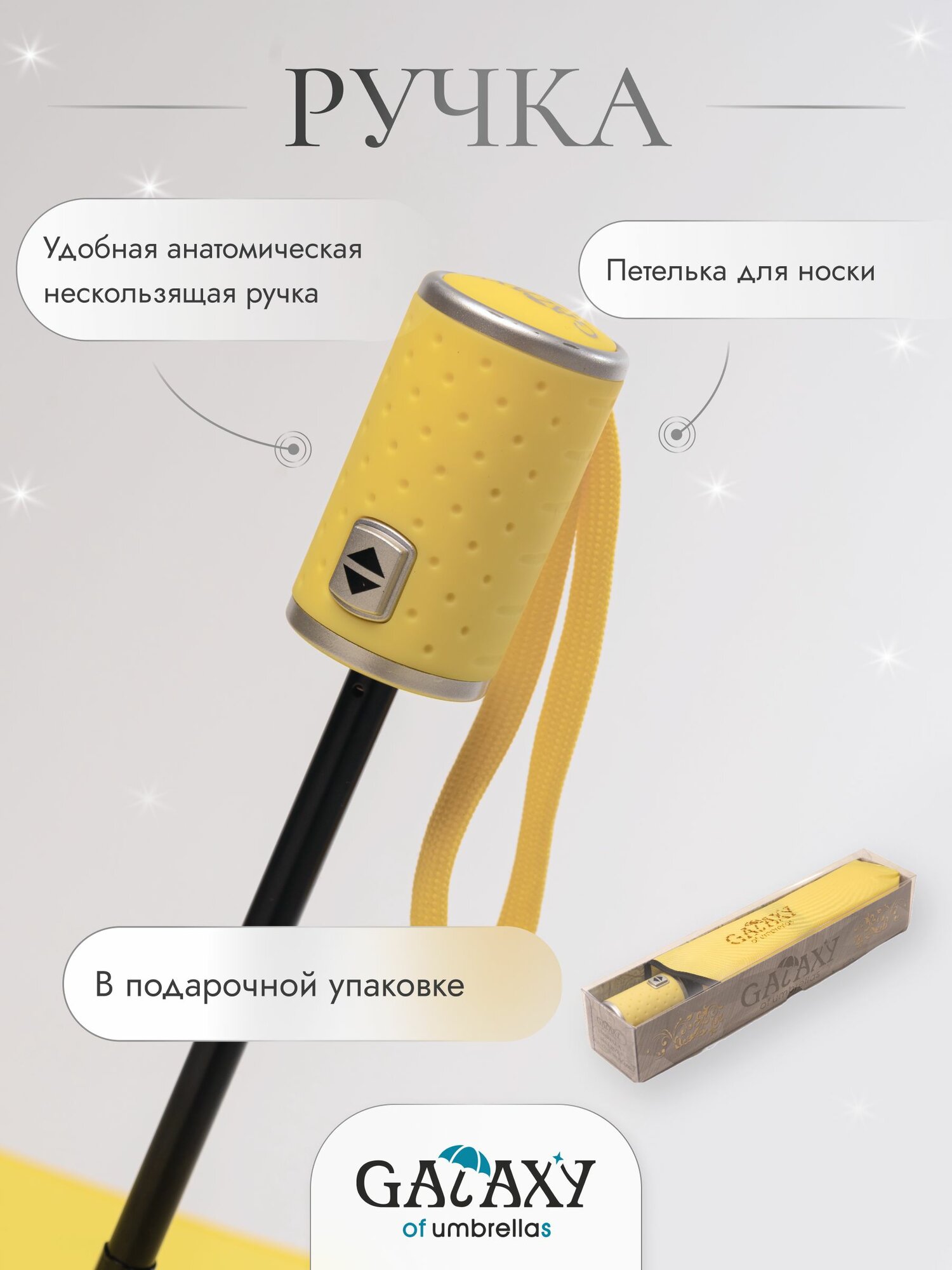 Мини-зонт GALAXY OF UMBRELLAS, желтый — фото 1