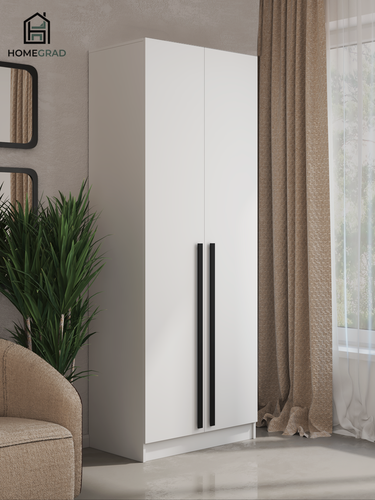 Изображение товара Шкаф HOMEGRAD Boston, ЛДСП, 2 дверцы, белый, 80 см x 52 см x 220 см