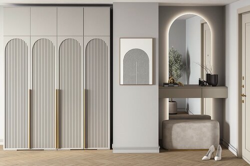 Изображение товара Шкаф распашной МебельЛэнд24 Рослин - 4 с антресолью Кашемир 180x40x230 бежевый для одежды четырехдверный