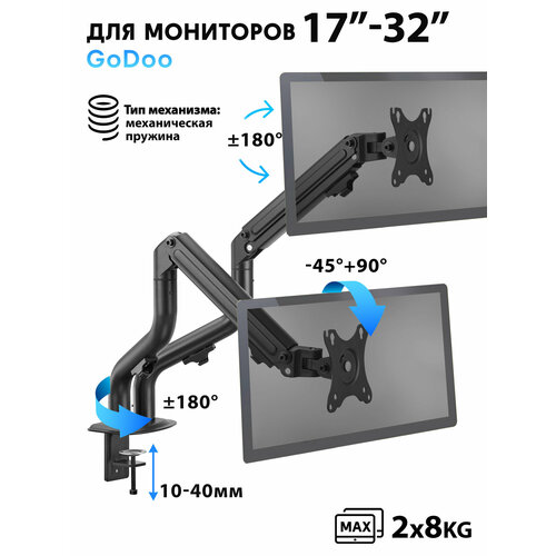 Кронштейн для двух мониторов настольный Godoo 17