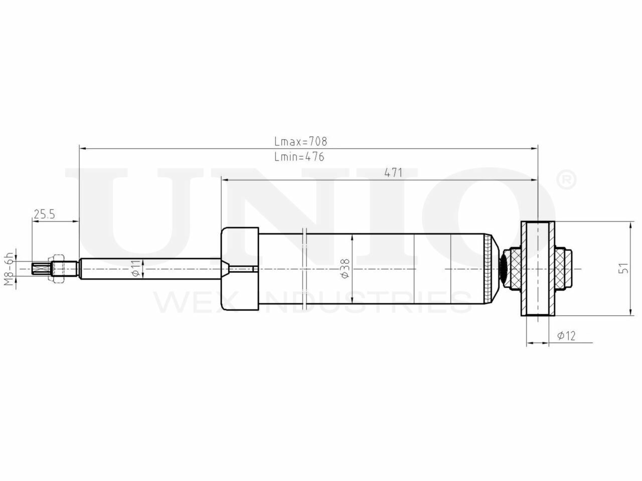 Амортизатор газовый задней подвески, для Мазда 3 03-, Mazda 03-, артикул SAB-10559, производителя UNIO