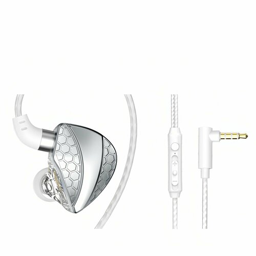 Внутриканальные наушники QKZ Hi6T проводные Hi-Fi наушники с гарнитурой 35 мм mini jack металлический белый 768₽