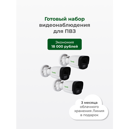 Видеонаблюдение для пунктов выдачи заказов Готовый набор для ПВЗ 3 IP-камеры с облачным хранением архива 3 месяца облака в подарок 13065₽