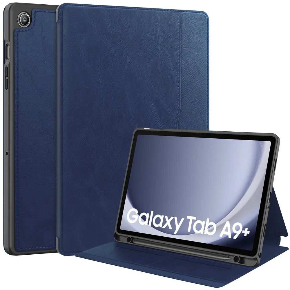 Чехол для Samsung Galaxy Tab A9 Plus, 11 дюймов, чехол для планшета Samsung A9 Plus с функцией автоматического сна и пробуждения, задняя крышка из ТПУ, держатель для ручек, Perceptive blue, For Tab A9 Plus
