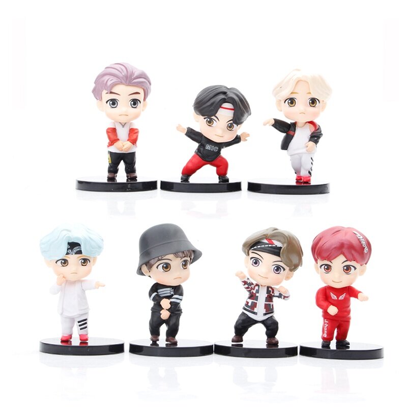 Набор фигурок BTS BT21 Tiny Tan, 7 штук милых и ярких персонажей для подарка фанатам и украшения