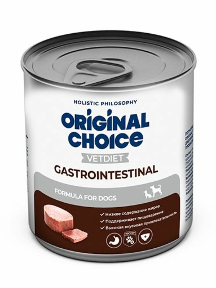 Original Choice Vetdiet Gastrointestinal Влажный диетический корм для собак профилактика болезней ЖКТ в консервах - 525 г х 6 шт