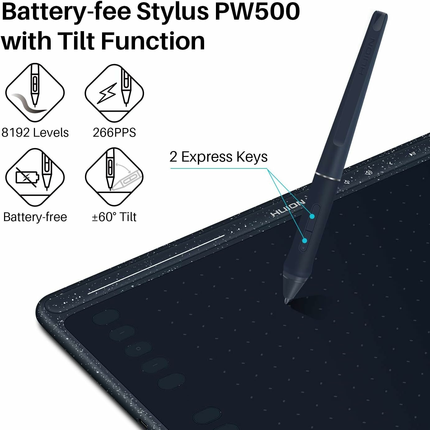 Графический планшет HUION HS611, A4, звездный синий, 5080 lpi, для художников — фото 1