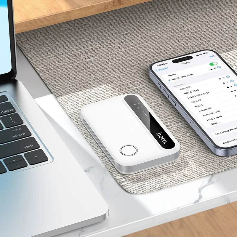 Портативный WiFi Роутер HOCO HI41 4G, универсальный, белый HOCO — фото 1