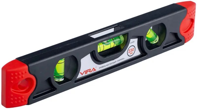 Уровень пузырьковый Vira T230 3 глазка магнитный 230 мм - фото №1