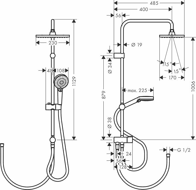 Душевой гарнитур Hansgrohe Vernis Shape с дождевым душем, хром 26282000 — фото 1