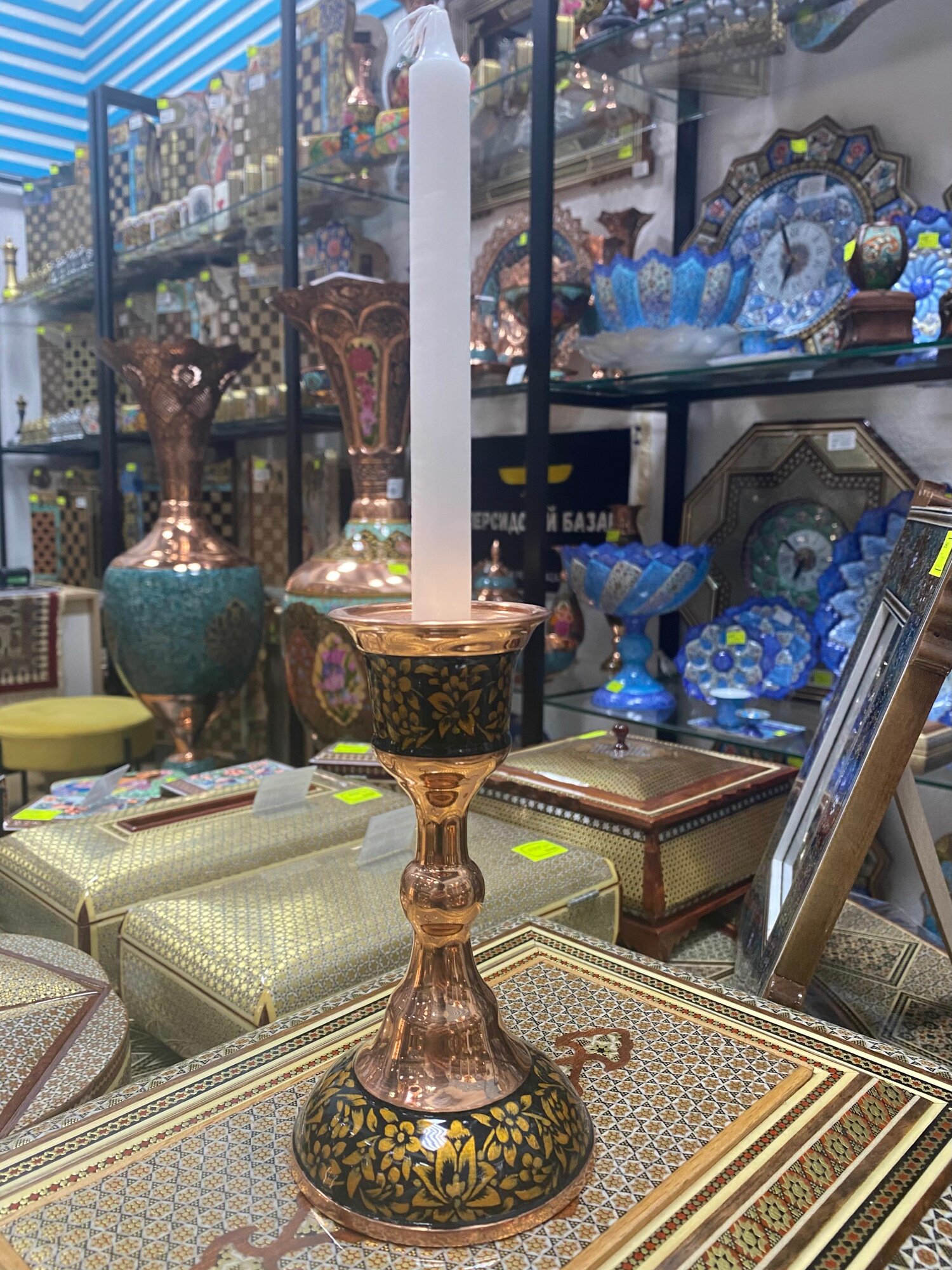 Подсвечник Персидский базар "Ташир", ручной работы, металл, медь, 15см, 2 шт — фото 1