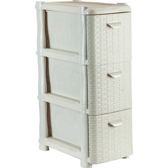 Комод Idea узкий ротанг (3 секции) М 2813 белый ротанг
