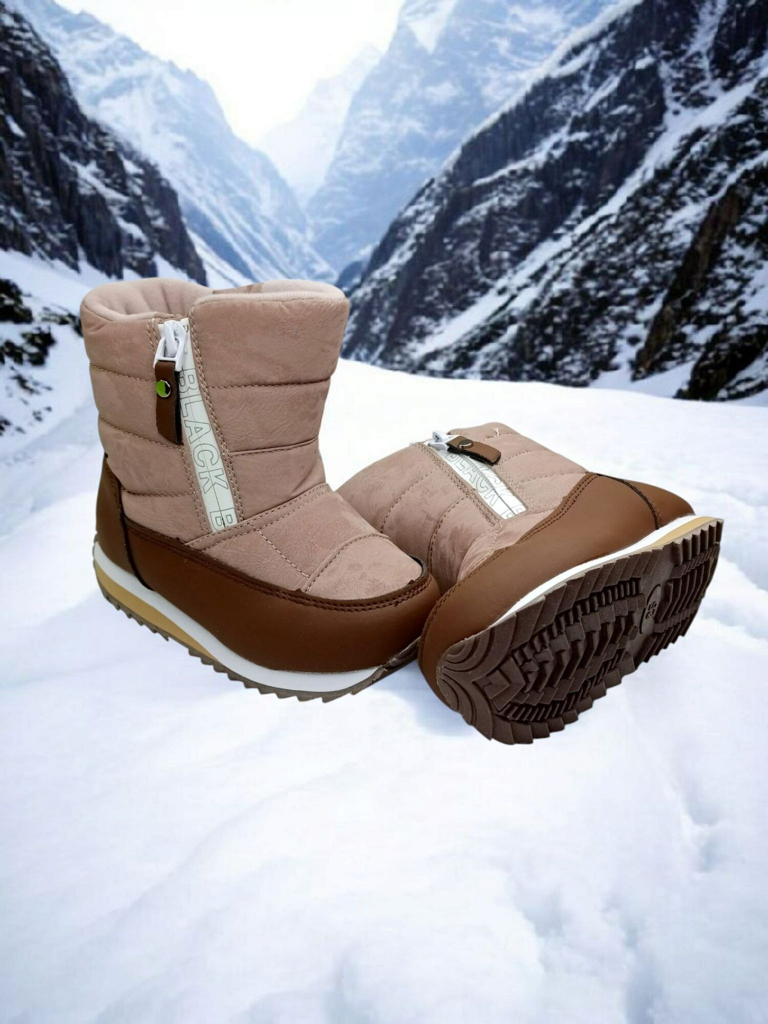 Дутики , размер 26, бежевый/коричневый — фото 1