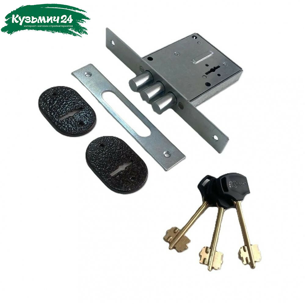 Замок врезной Симеко БИФ-010 сувальдный гальваника серый 000239