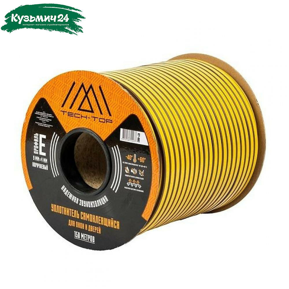 Уплотнитель Tech-Top промышленный самоклеящийся E-профиль белый 9х4 мм