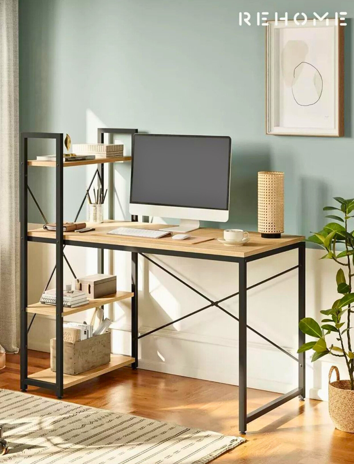 Письменный стол с полкой, для офиса, школы, компьютера , лофт