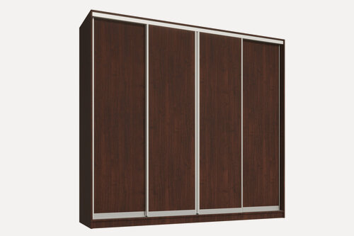 Изображение товара Шкаф купе для одежды Модена 4, МФ-Купе, 260х45х240, белье/платье/платье, венге, профиль серебро