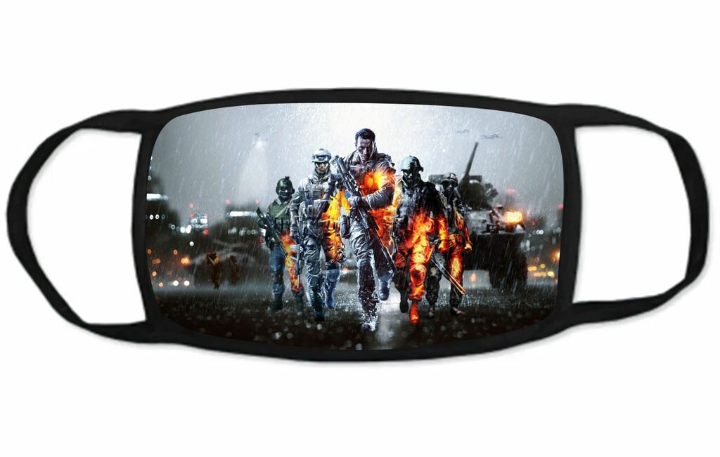 Маска защитная тканевая на лицо Battlefield, Бателфилд №9, Детская - 18 на 10 см
