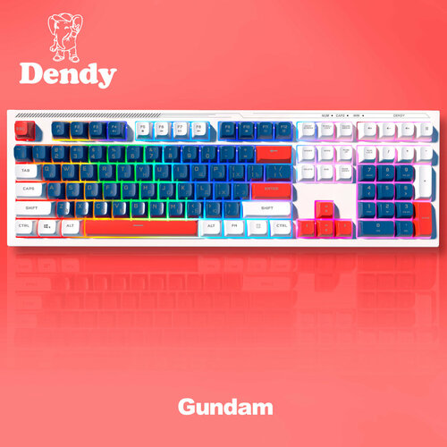 Игровая клавиатура Dendy Gundam PX-708-G синийбелый с RGB подсветкой и тихой печатью 3200₽