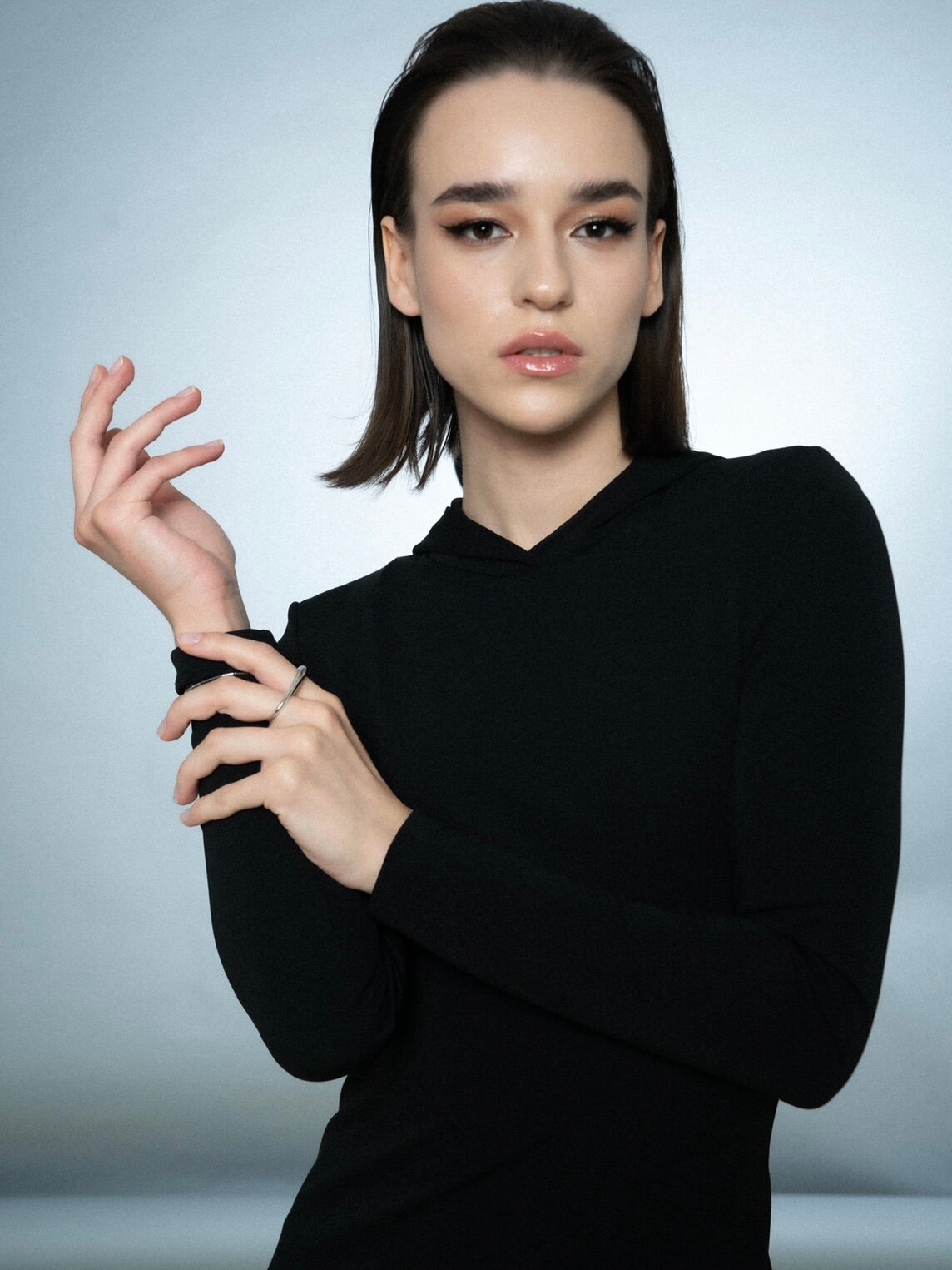 Кольцо на два пальца FETISH, размер 18, ширина 25 мм, серебристый — фото 1