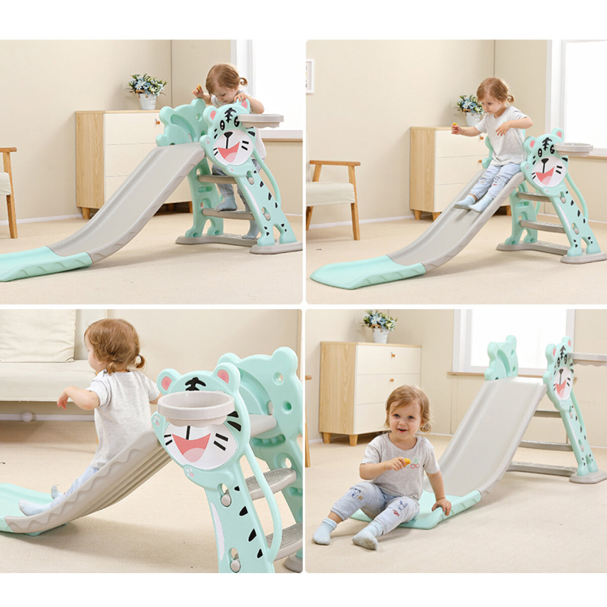 Горка складная детская для дома и улицы Perfetto sport PS-038-М Тигренок ментол — фото 1